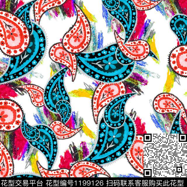 肌理中老年佩斯利数码印花华亿平台下载（图片编号: 1199126） - 瓦栏（Walan）