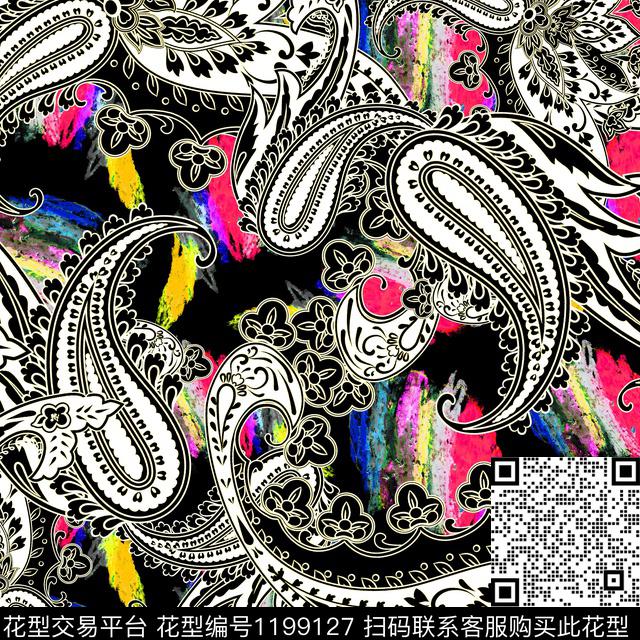 肌理中老年佩斯利数码印花华亿平台下载（图片编号: 1199127） - 瓦栏（Walan）