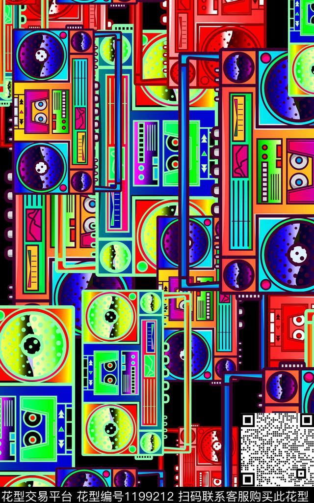 几何卡通趣味数码印花华亿平台下载（图片编号: 1199212） - 瓦栏（Walan）