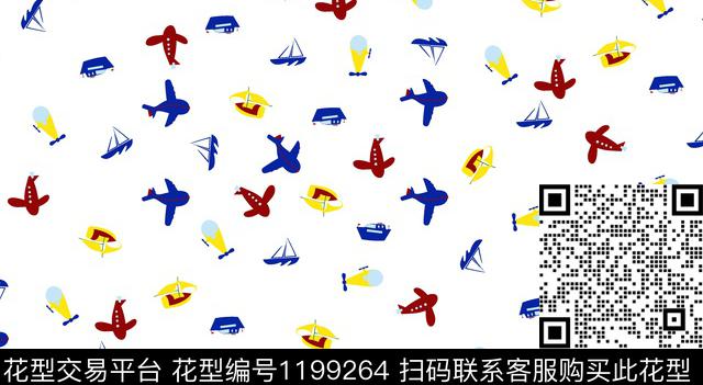 卡通童装飞机传统印花华亿平台下载（图片编号: 1199264） - 瓦栏（Walan）