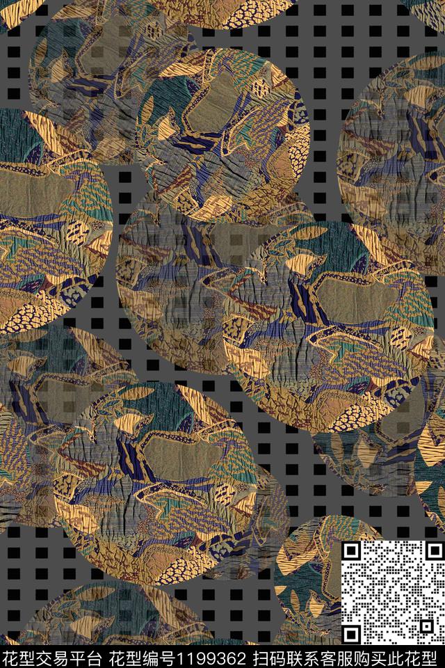 男装几何格子数码印花华亿平台下载（图片编号: 1199362） - 瓦栏（Walan）