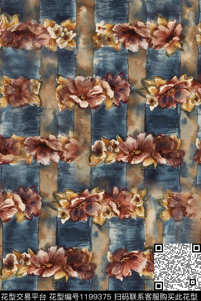 几何肌理抽象花卉数码印花华亿平台下载（图片编号: 1199375） - 瓦栏（Walan）