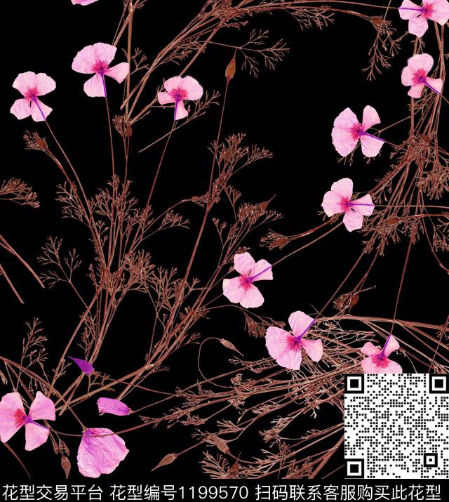 大牌风绿植树叶杂草数码印花华亿平台下载（图片编号: 1199570） - 瓦栏（Walan）