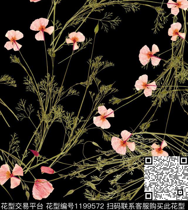 大牌风绿植树叶杂草数码印花华亿平台下载（图片编号: 1199572） - 瓦栏（Walan）