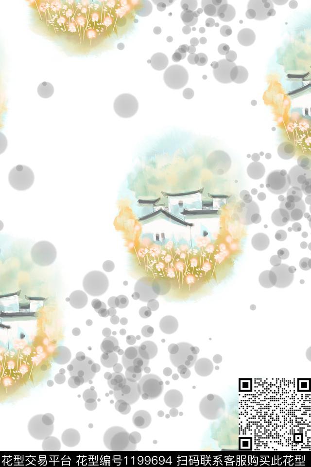 朦胧花卉小清新水墨风数码印花华亿平台下载（图片编号: 1199694） - 瓦栏（Walan）