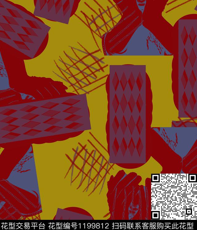 男装几何人物数码印花华亿平台下载（图片编号: 1199812） - 瓦栏（Walan）