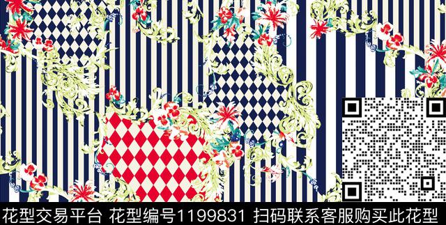 几何格子大牌风传统印花华亿平台下载（图片编号: 1199831） - 瓦栏（Walan）