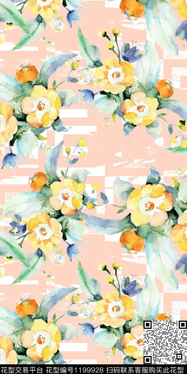 大牌风花卉几何数码印花华亿平台下载（图片编号: 1199928） - 瓦栏（Walan）