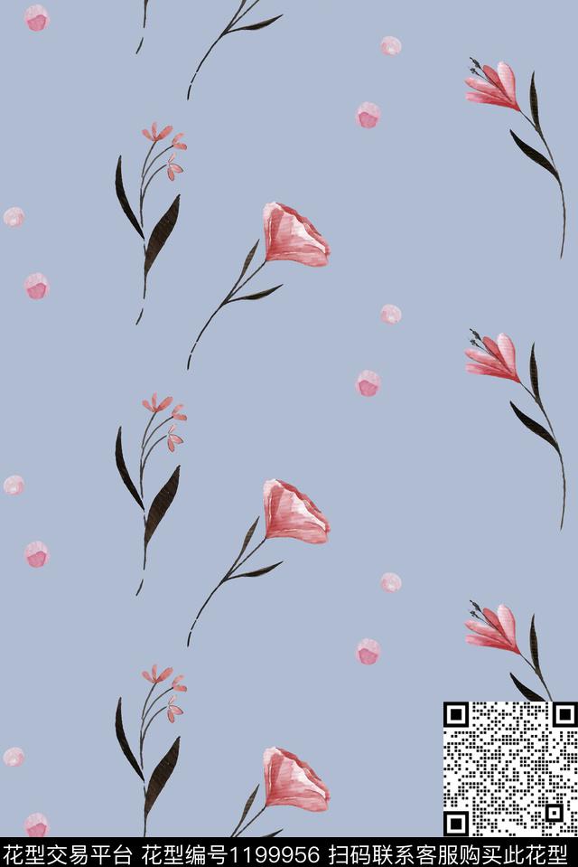 春夏华亿平台清爽底花卉波西米亚数码印花华亿平台下载（图片编号: 1199956） - 瓦栏（Walan）