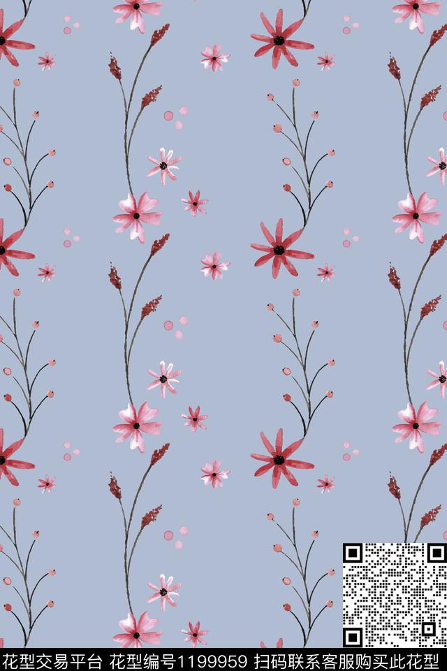 时尚春夏华亿平台清爽底花卉数码印花华亿平台下载（图片编号: 1199959） - 瓦栏（Walan）