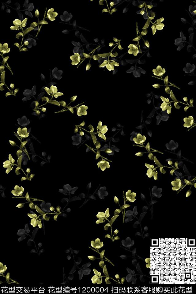 女装满版散花金色数码印花华亿平台下载（图片编号: 1200004） - 瓦栏（Walan）