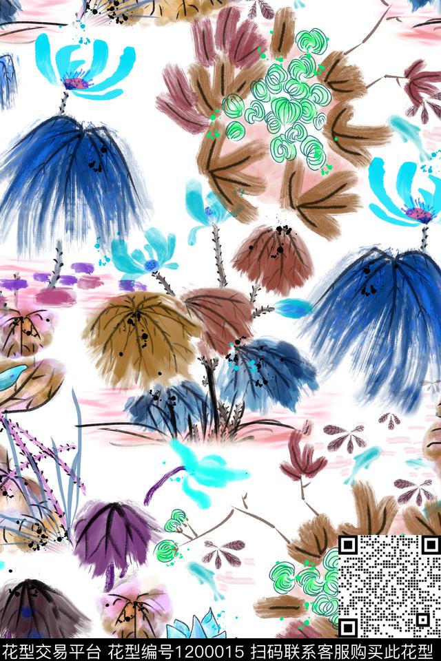 中国风彩色绘画数码华亿平台数码印花华亿平台下载（图片编号: 1200015） - 瓦栏（Walan）