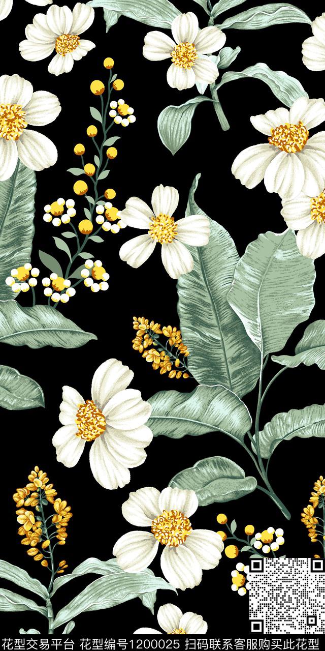 清爽底花卉绿植树叶手传统印花华亿平台下载（图片编号: 1200025） - 瓦栏（Walan）