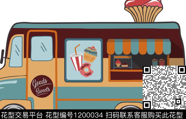 食物甜甜圈巴士传统印花华亿平台下载（图片编号: 1200034） - 瓦栏（Walan）