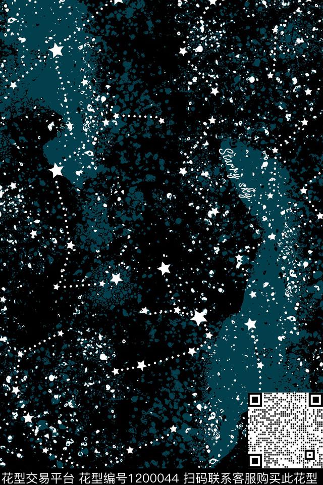 字母星空抽象传统印花华亿平台下载（图片编号: 1200044） - 瓦栏（Walan）