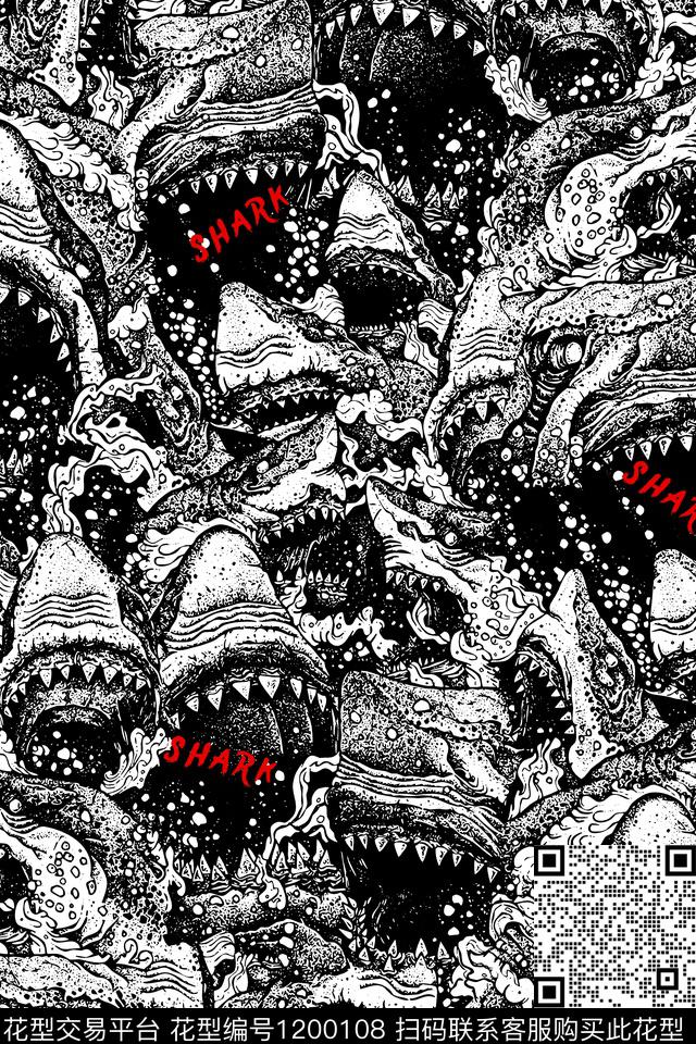 字母鲨鱼潮牌传统印花华亿平台下载（图片编号: 1200108） - 瓦栏（Walan）