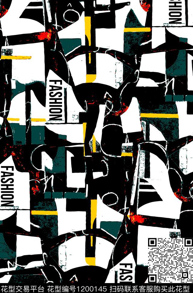 字母几何潮牌传统印花华亿平台下载（图片编号: 1200145） - 瓦栏（Walan）