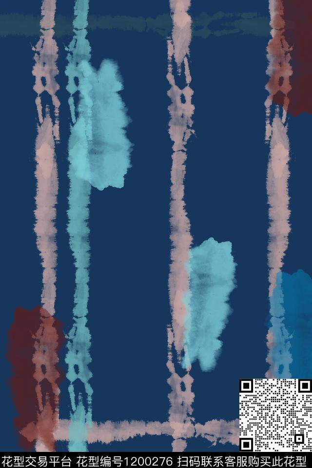 男装休闲花卉扎染风格手绘线条笔触数码印花华亿平台下载（图片编号: 1200276） - 瓦栏（Walan）