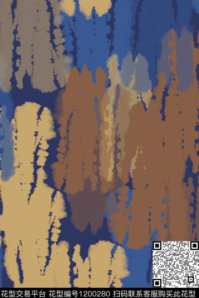 扎染风格男装休闲花卉抽象数码印花华亿平台下载（图片编号: 1200280） - 瓦栏（Walan）