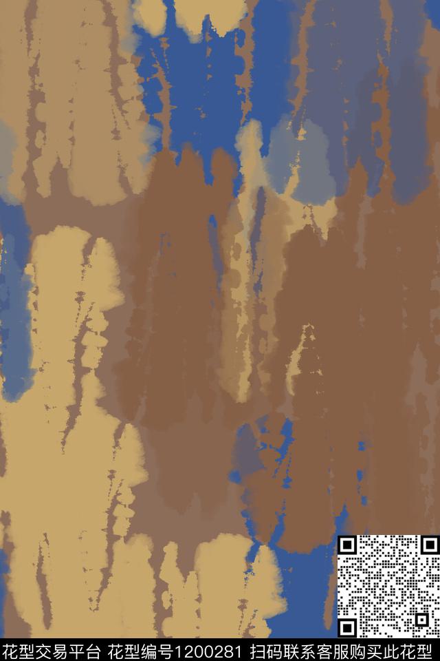 扎染风格男装休闲花卉抽象数码印花华亿平台下载（图片编号: 1200281） - 瓦栏（Walan）