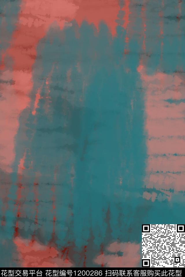 抽象扎染风格格子图案数码印花华亿平台下载（图片编号: 1200286） - 瓦栏（Walan）