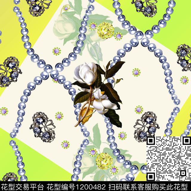 方巾花卉珠宝宝石数码印花华亿平台下载（图片编号: 1200482） - 瓦栏（Walan）