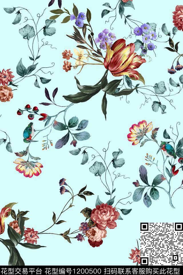 文艺花卉小碎花数码印花华亿平台下载（图片编号: 1200500） - 瓦栏（Walan）