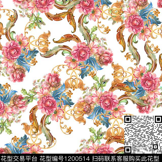 春夏华亿平台百花齐放佩斯利数码印花华亿平台下载（图片编号: 1200514） - 瓦栏（Walan）