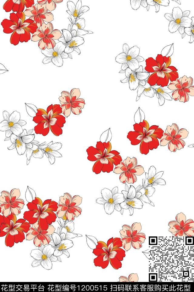 女装衬衫花卉传统印花华亿平台下载（图片编号: 1200515） - 瓦栏（Walan）