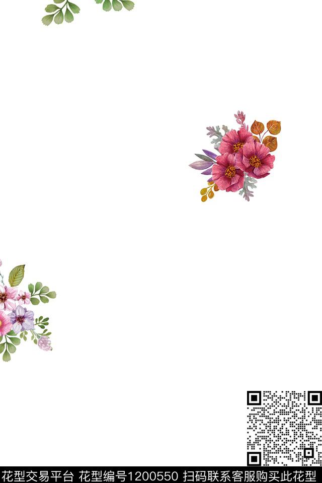 时尚春夏华亿平台清爽底花卉数码印花华亿平台下载（图片编号: 1200550） - 瓦栏（Walan）