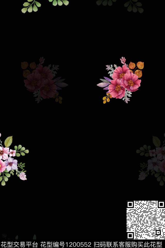 时尚春夏华亿平台清爽底花卉数码印花华亿平台下载（图片编号: 1200552） - 瓦栏（Walan）