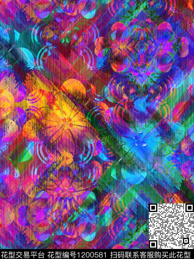 抽象趣味裙子连衣裙数码印花华亿平台下载（图片编号: 1200581） - 瓦栏（Walan）