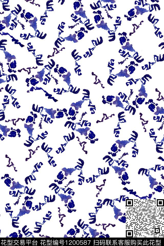 水彩肌理男装数码印花华亿平台下载（图片编号: 1200587） - 瓦栏（Walan）