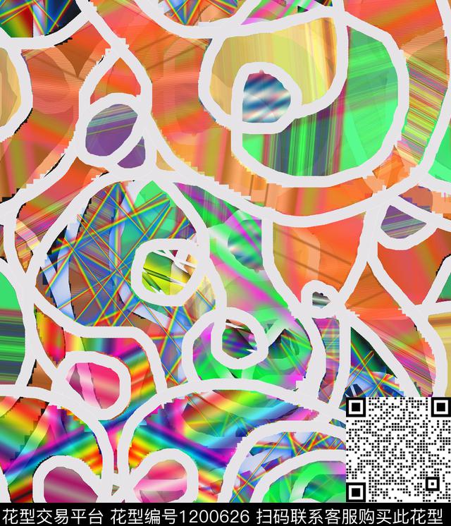 炫彩几何抽象数码印花华亿平台下载（图片编号: 1200626） - 瓦栏（Walan）