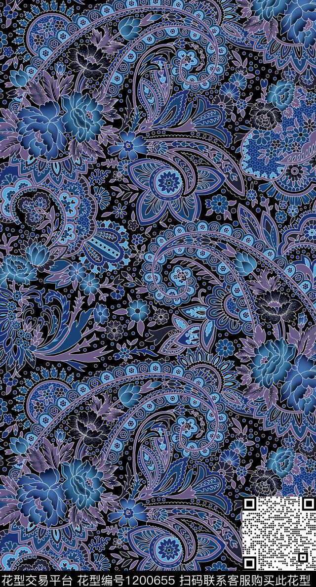 佩斯利民族风淑女数码印花华亿平台下载（图片编号: 1200655） - 瓦栏（Walan）