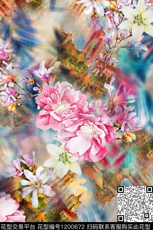 女装数码华亿平台花卉数码印花华亿平台下载（图片编号: 1200672） - 瓦栏（Walan）