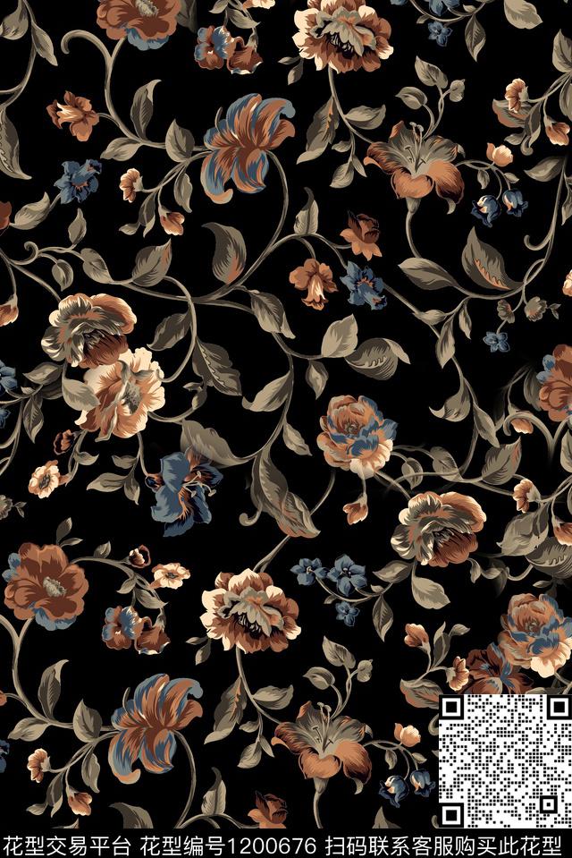 男装花卉大牌风数码印花华亿平台下载（图片编号: 1200676） - 瓦栏（Walan）