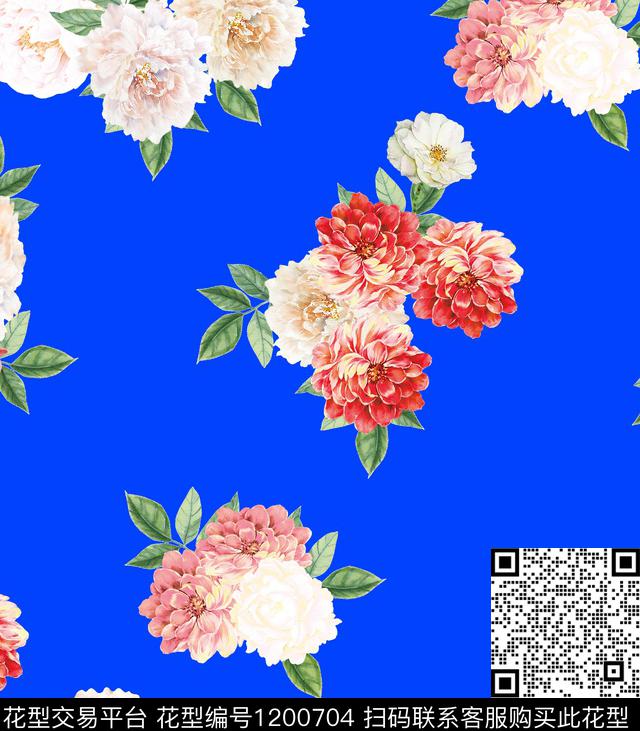 数码华亿平台花卉大牌风数码印花华亿平台下载（图片编号: 1200704） - 瓦栏（Walan）
