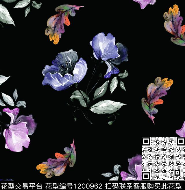 女装数码华亿平台清爽底花卉数码印花华亿平台下载（图片编号: 1200962） - 瓦栏（Walan）