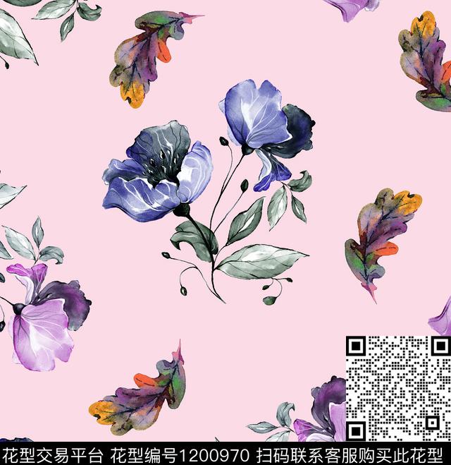 女装数码华亿平台清爽底花卉数码印花华亿平台下载（图片编号: 1200970） - 瓦栏（Walan）