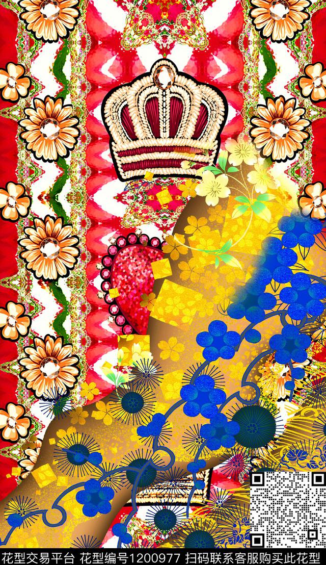 定位花大牌风民族风数码印花华亿平台下载（图片编号: 1200977） - 瓦栏（Walan）
