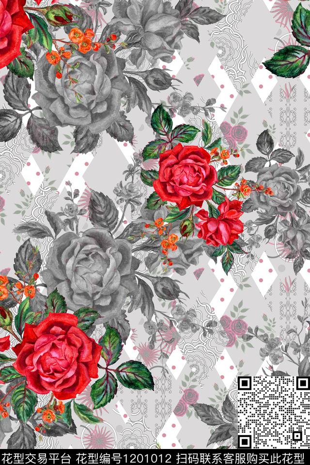 旗袍复古中老年数码印花华亿平台下载（图片编号: 1201012） - 瓦栏（Walan）