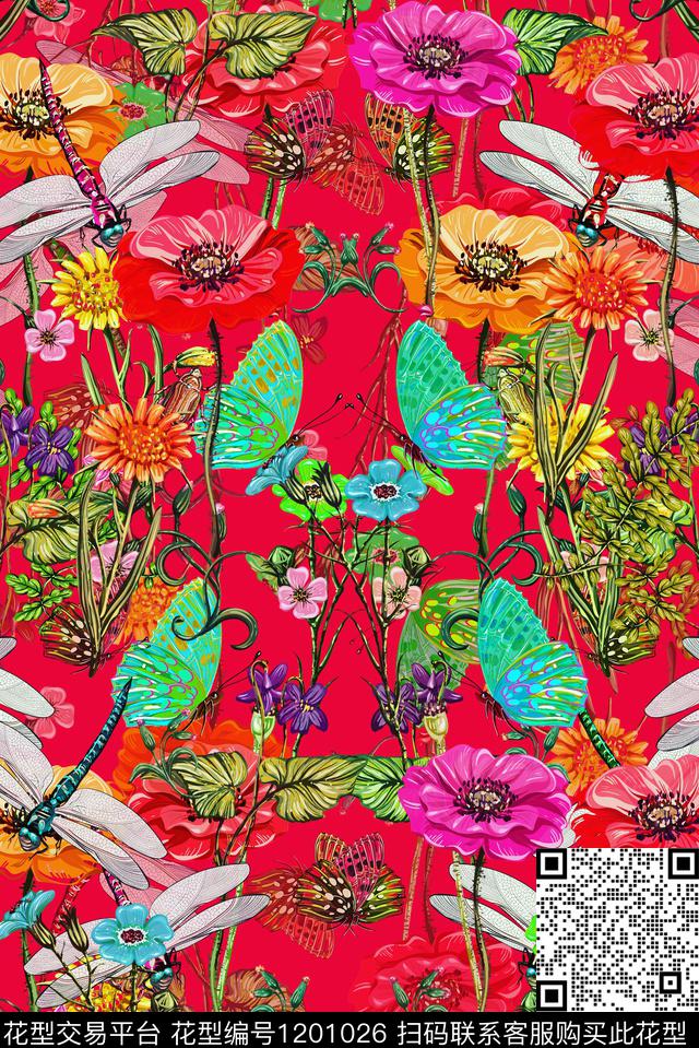 旗袍复古中老年数码印花华亿平台下载（图片编号: 1201026） - 瓦栏（Walan）