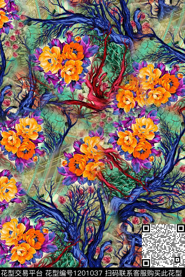 旗袍复古中老年数码印花华亿平台下载（图片编号: 1201037） - 瓦栏（Walan）