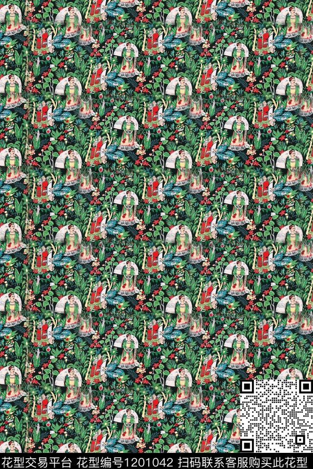 旗袍复古中老年数码印花华亿平台下载（图片编号: 1201042） - 瓦栏（Walan）