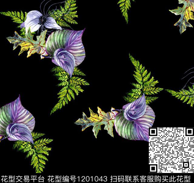 女装数码华亿平台清爽底花卉数码印花华亿平台下载（图片编号: 1201043） - 瓦栏（Walan）