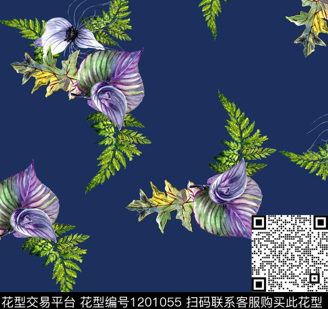 女装数码华亿平台清爽底花卉数码印花华亿平台下载（图片编号: 1201055） - 瓦栏（Walan）