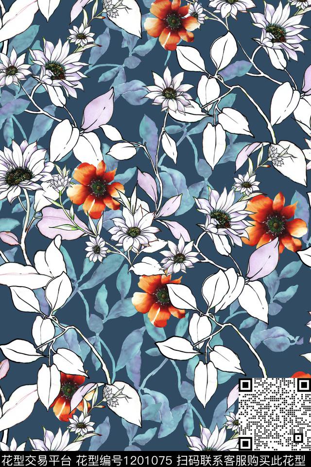 时尚女装手绘数码印花华亿平台下载（图片编号: 1201075） - 瓦栏（Walan）