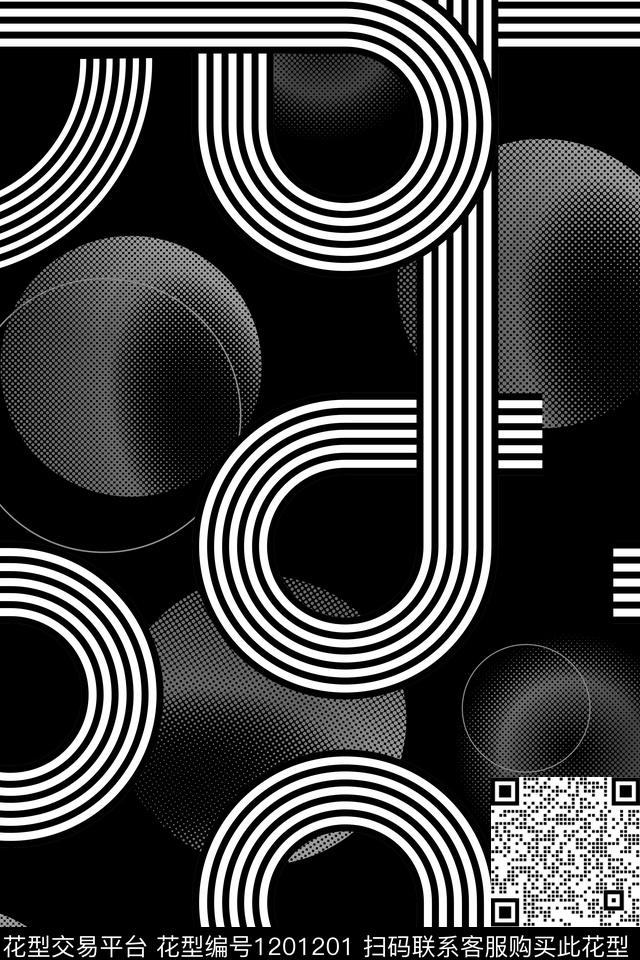 男装几何大牌风数码印花华亿平台下载（图片编号: 1201201） - 瓦栏（Walan）