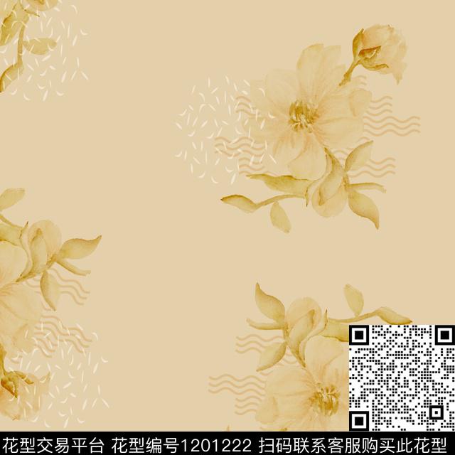 水彩手绘花卉数码印花华亿平台下载（图片编号: 1201222） - 瓦栏（Walan）